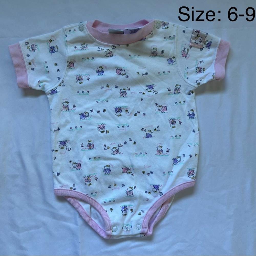 VINTAGE MCBABY Adorable Pink and White Baby Onesie
